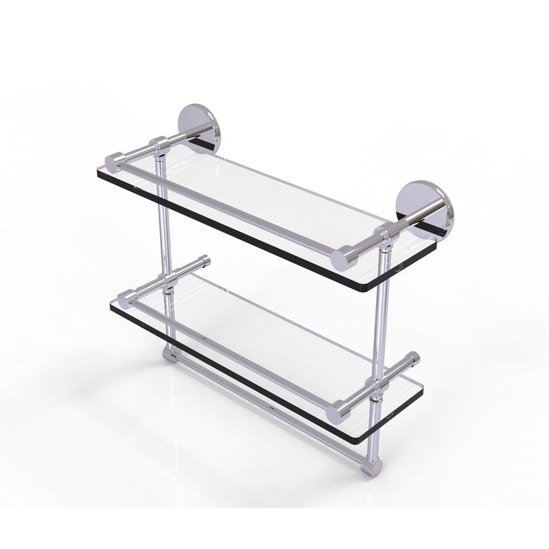 Allied Brass 16 Inch Gallery Double Glass Shelf with Towel Bar P1000-2TB-16-GAL-PC