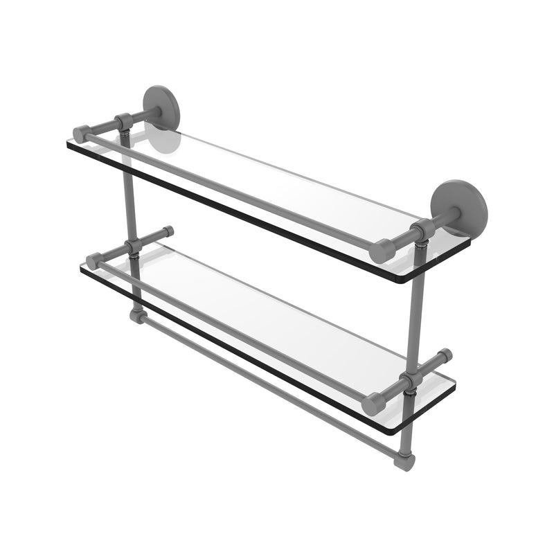 Allied Brass 22 Inch Gallery Double Glass Shelf with Towel Bar P1000-2TB-22-GAL-GYM