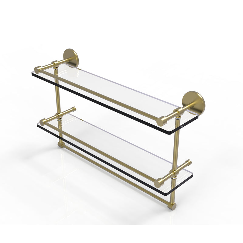 Allied Brass 22 Inch Gallery Double Glass Shelf with Towel Bar P1000-2TB-22-GAL-SBR