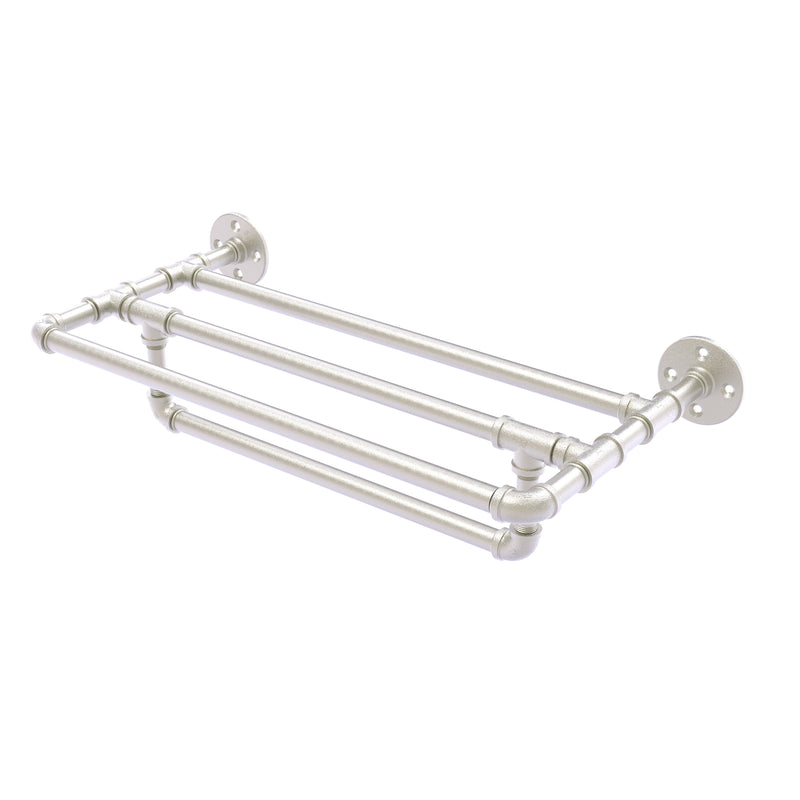 Allied Brass Pipeline Collection 30 Inch Wall Mounted Towel Shelf with Towel Bar P-240-30-TSTB-SN