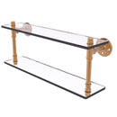 Allied Brass Pipeline Collection 22 Inch Double Glass Shelf P-420-22-DGS-BBR