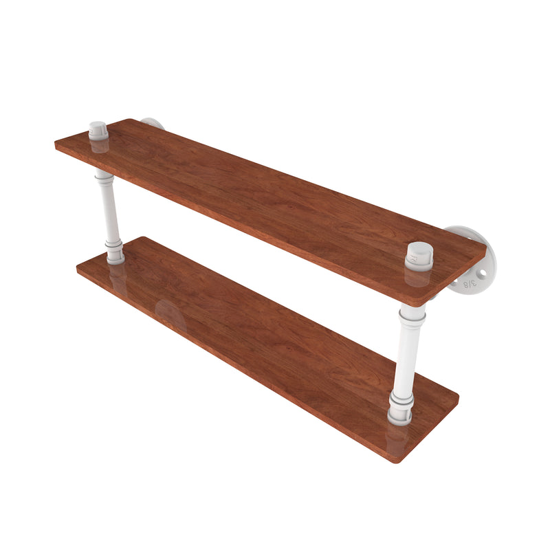 Allied Brass Pipeline Collection 22 Inch Ironwood Double Shelf P-470-22-DWS-WHM