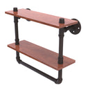 Allied Brass Pipeline Collection 16 Inch Double Ironwood Shelf with Towel Bar P-480-16-DWSTB-ORB