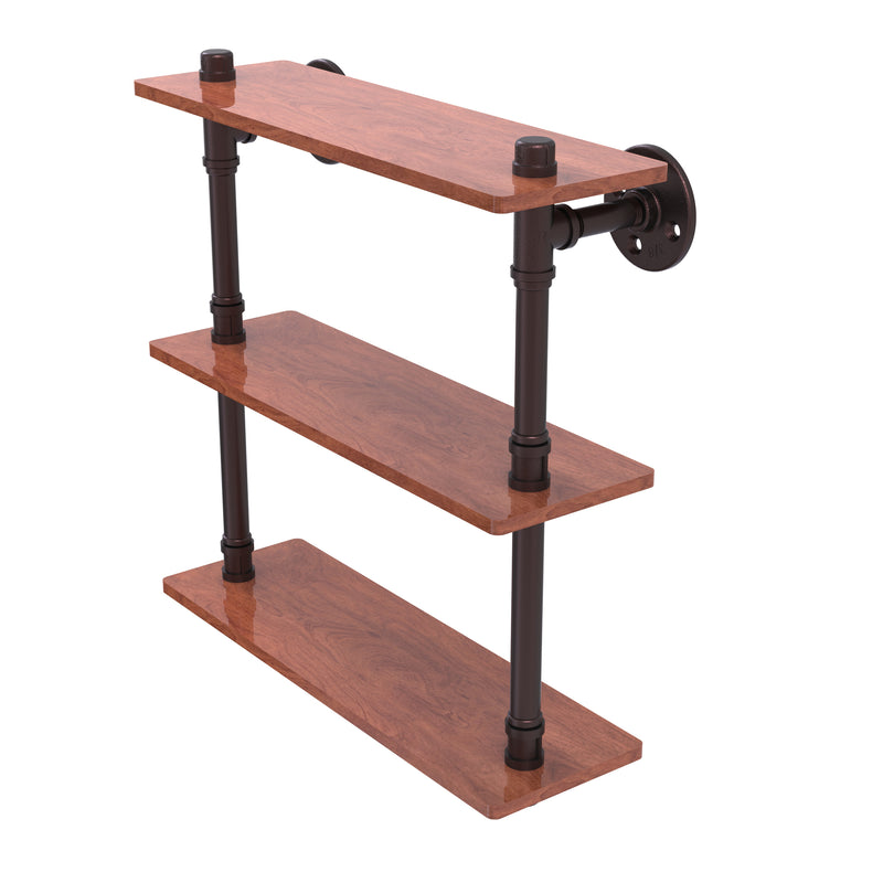 Allied Brass Pipeline Collection 16 Inch Ironwood Triple Shelf P-490-16-TWS-ABZ