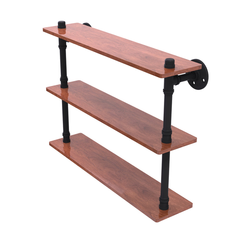 Allied Brass Pipeline Collection 22 Inch Ironwood Triple Shelf P-490-22-TWS-BKM