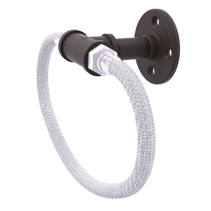 Allied Brass Pipeline Collection Towel Ring with Stainless Steel Braided Ring P-500-RG-ORB