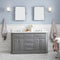 Water Creation 60" Palace Collection Quartz Carrara Cashmere Gray Bathroom Vanity Set with Hardware in Chrome Finish PA60QZ01CG-000000000