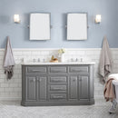 Water Creation 60" Palace Collection Quartz Carrara Cashmere Gray Bathroom Vanity Set with Hardware Mirror in Chrome Finish PA60QZ01CG-E18000000