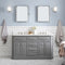 Water Creation 60" Palace Collection Quartz Carrara Cashmere Gray Bathroom Vanity Set with Hardware in Polished Nickel PVD Finish PA60QZ05CG-000000000