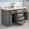 Water Creation 60" Palace Collection Quartz Carrara Cashmere Gray Bathroom Vanity Set with Hardware Mirror in Polished Nickel PVD Finish PA60QZ05CG-E18000000