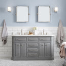 Water Creation 60" Palace Collection Quartz Carrara Cashmere Gray Bathroom Vanity Set with Hardware and F2-0012 Faucets in Polished Nickel PVD Finish PA60QZ05CG-000TL1205