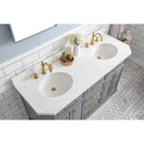 Water Creation 60" Palace Collection Quartz Carrara Cashmere Gray Bathroom Vanity Set with Hardware and F2-0012 Faucets in Satin Gold Finish and Only Mirrors in Chrome Finish PA60QZ06CG-E18TL1206