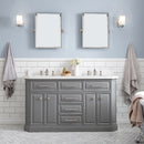 Water Creation 60" Palace Collection Quartz Carrara Cashmere Gray Bathroom Vanity Set with Hardware and F2-0013 Faucets Mirror in Polished Nickel PVD Finish PA60QZ05CG-E18FX1305