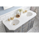 Water Creation 60" Palace Collection Quartz Carrara Cashmere Gray Bathroom Vanity Set with Hardware and F2-0013 Faucets in Satin Gold Finish and Only Mirrors in Chrome Finish PA60QZ06CG-000FX1306