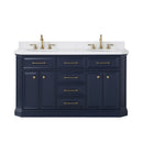 Water Creation Palace 60" Double Sink White Quartz Countertop Vanity in Monarch Blue PA60QZ06MB-000000000