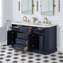 Water Creation Palace 60" Double Sink White Quartz Countertop Vanity in Monarch Blue PA60QZ06MB-000000000