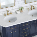 Water Creation Palace 60" Double Sink White Quartz Countertop Vanity in Monarch Blue and Mirrors PA60QZ06MB-E18000000