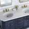 Water Creation Palace 60" Double Sink White Quartz Countertop Vanity in Monarch Blue with Waterfall Faucets PA60QZ06MB-000FX1306