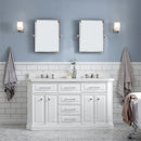 Water Creation 60" Palace Collection Quartz Carrara Pure White Bathroom Vanity Set with Hardware Mirror in Polished Nickel PVD Finish PA60QZ05PW-E18000000