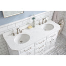 Water Creation 60" Palace Collection Quartz Carrara Pure White Bathroom Vanity Set with Hardware and F2-0012 Faucets in Polished Nickel PVD Finish PA60QZ05PW-000TL1205