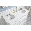 Water Creation 60" Palace Collection Quartz Carrara Pure White Bathroom Vanity Set with Hardware and F2-0013 Faucets Mirror in Polished Nickel PVD Finish PA60QZ05PW-E18FX1305