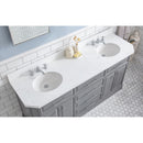 Water Creation 72" Palace Collection Quartz Carrara Cashmere Gray Bathroom Vanity Set with Hardware and F2-0009 Faucets in Chrome Finish PA72QZ01CG-000BX0901