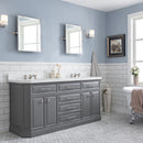 Water Creation 72" Palace Collection Quartz Carrara Cashmere Gray Bathroom Vanity Set with Hardware Mirror in Polished Nickel PVD Finish PA72QZ05CG-E18000000