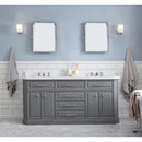 Water Creation 72" Palace Collection Quartz Carrara Cashmere Gray Bathroom Vanity Set with Hardware and F2-0009 Faucets in Polished Nickel PVD Finish PA72QZ05CG-000BX0905