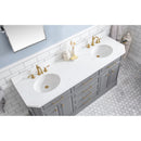 Water Creation 72" Palace Collection Quartz Carrara Cashmere Gray Bathroom Vanity Set with Hardware and F2-0012 Faucets in Satin Gold Finish and Only Mirrors in Chrome Finish PA72QZ06CG-E18TL1206