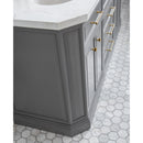 Water Creation 72" Palace Collection Quartz Carrara Cashmere Gray Bathroom Vanity Set with Hardware in Satin Gold Finish and Only Mirrors in Chrome Finish PA72QZ06CG-000000000