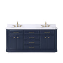 Water Creation Palace 72" Double Sink White Quartz Countertop Vanity in Monarch Blue PA72QZ06MB-000000000