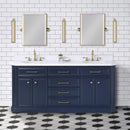 Water Creation Palace 72" Double Sink White Quartz Countertop Vanity in Monarch Blue PA72QZ06MB-000000000