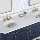 Water Creation Palace 72" Double Sink White Quartz Countertop Vanity in Monarch Blue with Waterfall Faucets and Mirrors PA72QZ06MB-E18FX1306