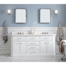 Water Creation 72" Palace Collection Quartz Carrara Pure White Bathroom Vanity Set with Hardware and F2-0009 Faucets Mirror in Polished Nickel PVD Finish PA72QZ05PW-E18BX0905