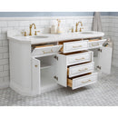 Water Creation 72" Palace Collection Quartz Carrara Pure White Bathroom Vanity Set with Hardware in Satin Gold Finish and Only Mirrors in Chrome Finish PA72QZ06PW-E18000000