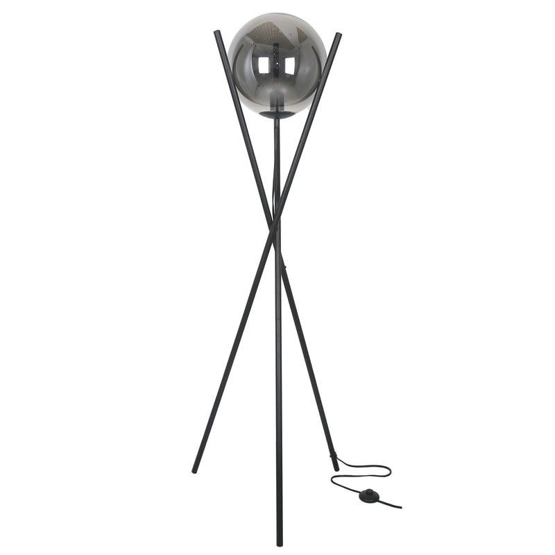 Dainolite 1 Light Incand Floor Lamp Matte Black with Smoked Glass PAM-601F-MB