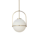 Dainolite 1 Light Incandescent Pendant Aged Brass with White Opal Glass PAO-121P-AGB