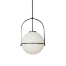 Dainolite 1 Light Incandescent Pendant Matte Black with White Opal Glass PAO-121P-MB