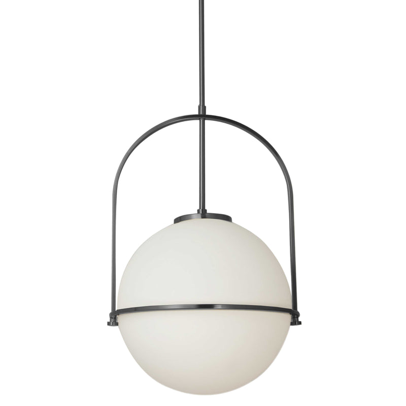 Dainolite 1 Light Incandescent Pendant Matte Black with White Opal Glass PAO-161P-MB