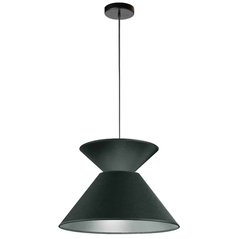 Dainolite 1 Light Patricia Pendant  Jtone Blk/Sv Shade Bk PAT-181P-BK-697