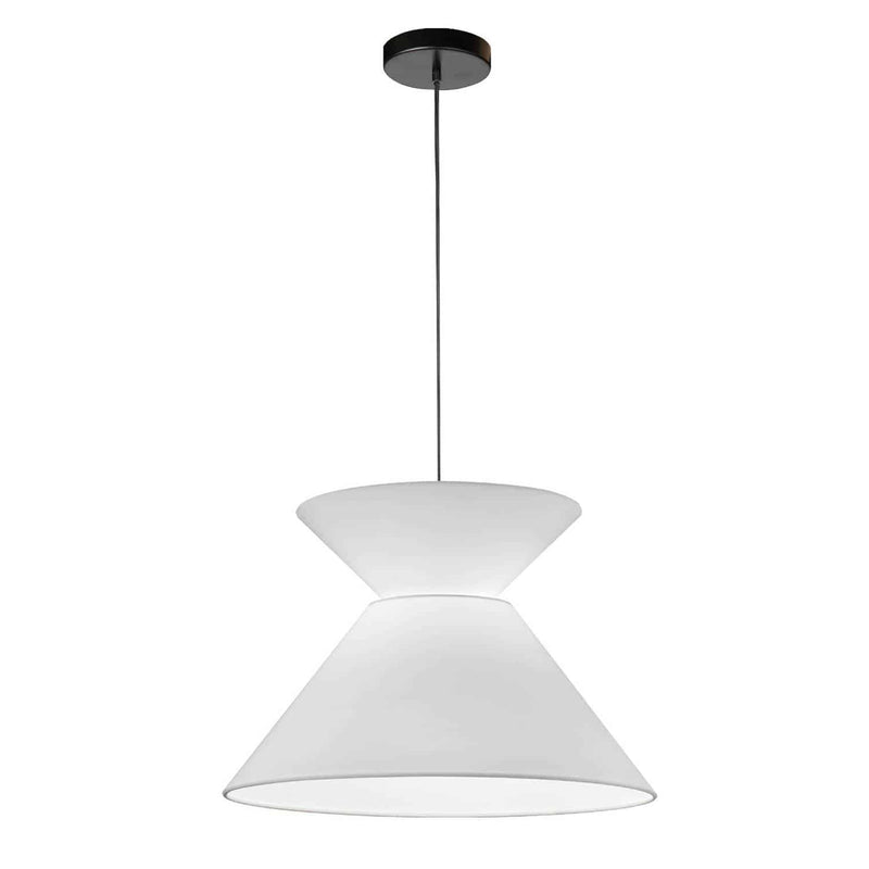 Dainolite 1 Light Patricia Pendant  Jtone Wht Shade Bk PAT-181P-BK-790