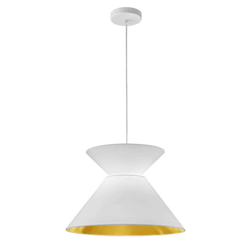 Dainolite 1 Light Patricia Pendant Wht/Gld Shade Wh PAT-181P-WH-692