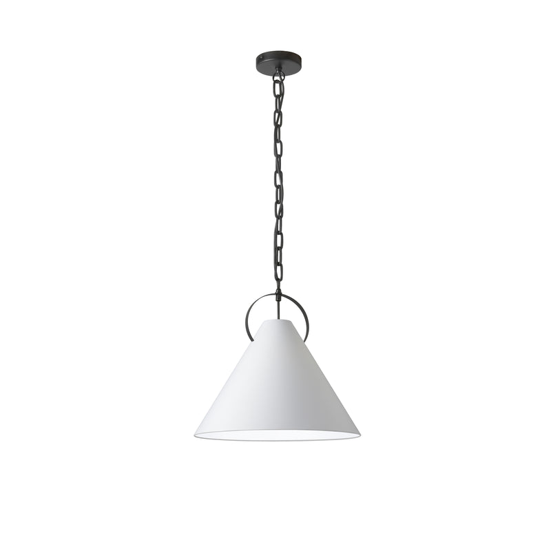 Dainolite 1 Light Incandescent Pendant Matte Black with White Shade PCN-161P-MB-790