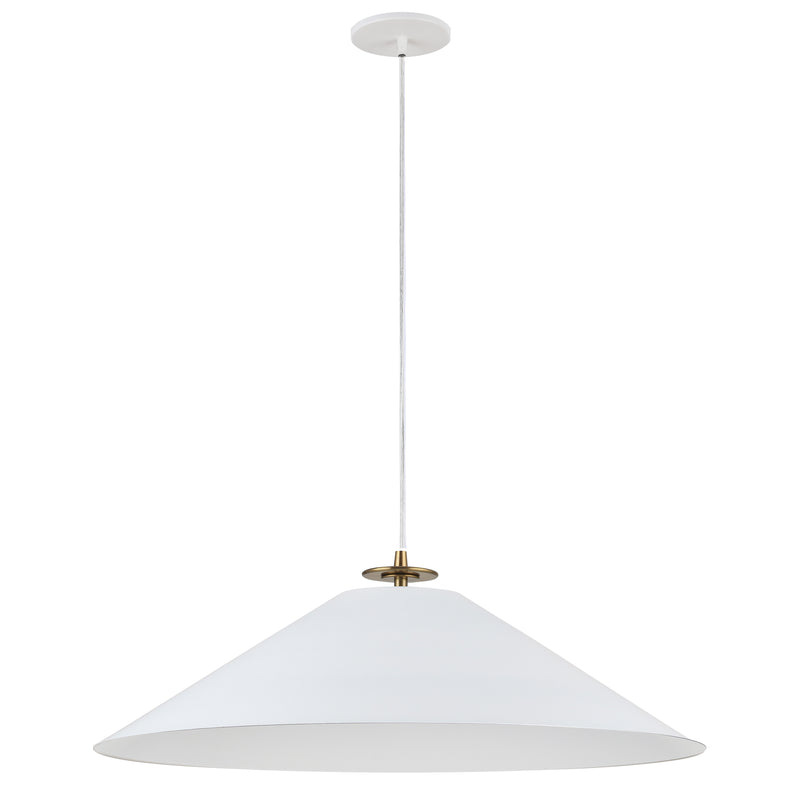 Dainolite 1 Light Incandescent Pendant Aged Brass and Matte White PDC-241P-AGB-MW