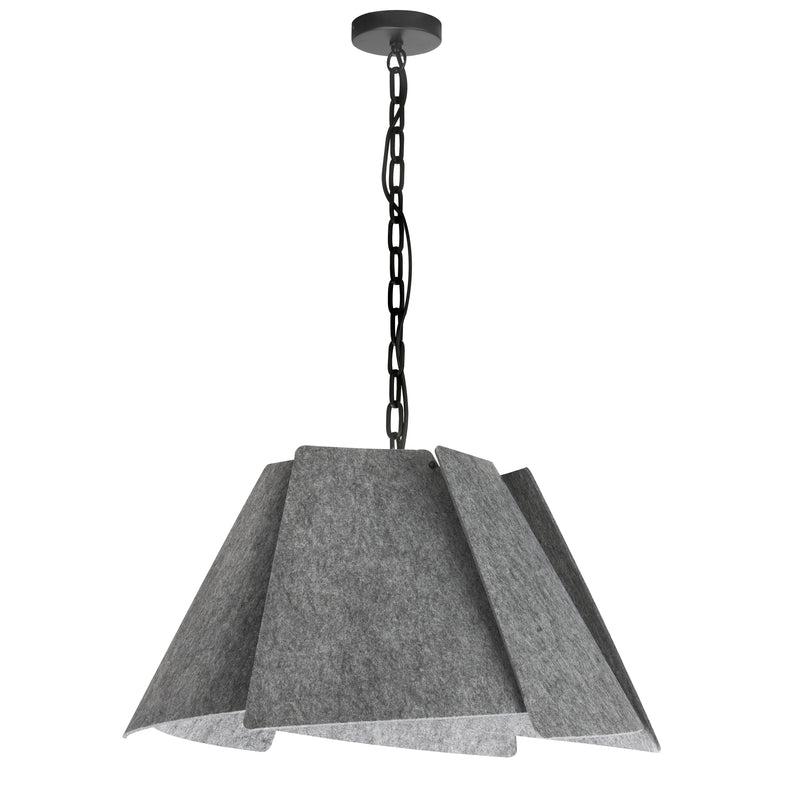 Dainolite 1 Light Incandescent Pendant Matte Black with Gray Felt Shade PHA-241P-MB-500