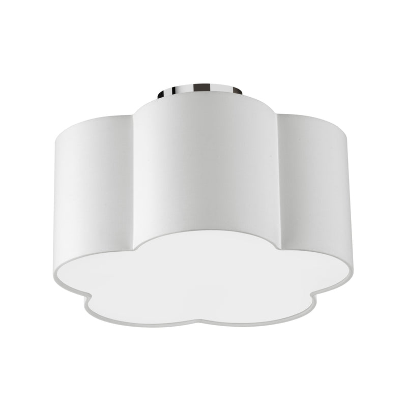 Dainolite 3 Light Incandescent Flush Mount Polished Chrome with White Shade PLX-152FH-PC-WH