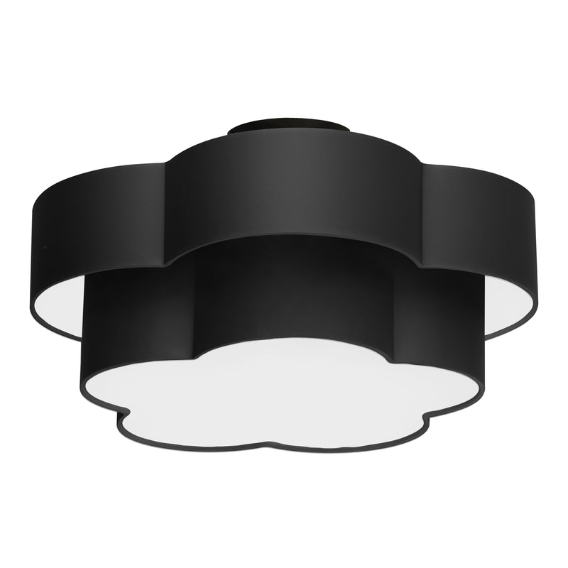 Dainolite 3 Light Incandescent Flush Mount Matte Black with Black Shade PLX-203FH-MB-BK