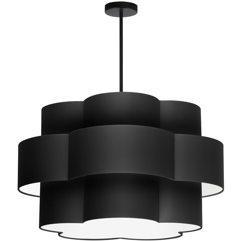 Dainolite 4 Light Incandescent Chandelier Matte Black with Black Shade PLX-284C-MB-BK