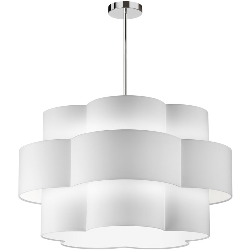 Dainolite 4 Light Incandescent Chandelier Polished Chrome with White Shade PLX-284C-PC-WH