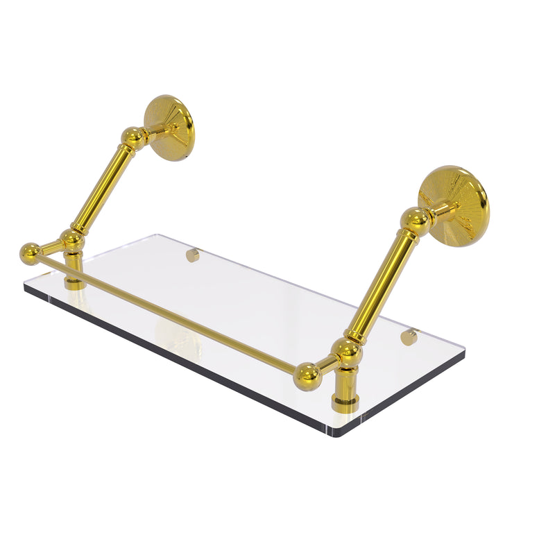 Allied Brass Prestige Monte Carlo 18 Inch Floating Glass Shelf with Gallery Rail PMC-1-18-GAL-PB